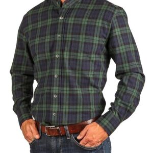 The Celtic Ranch Traditional Irish Grandfather, Men's Casual Long Sleeve Banded Collar Button Down Collarless Dress Shirt