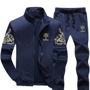Lavnis Men's Casual Tracksuit Full Zip Running Jogging Athletic Sports Jacket and Pants Set Blue M