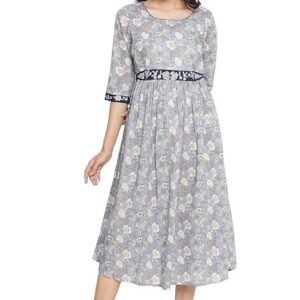 Aurelia Women Fit and Flare Knee-Length Cotton Gathe Dress