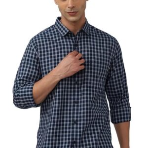 Peter England Men's Slim Fit Full Sleeve Checkered Casual Shirt | 100% Cotton | Premium Twill Weave