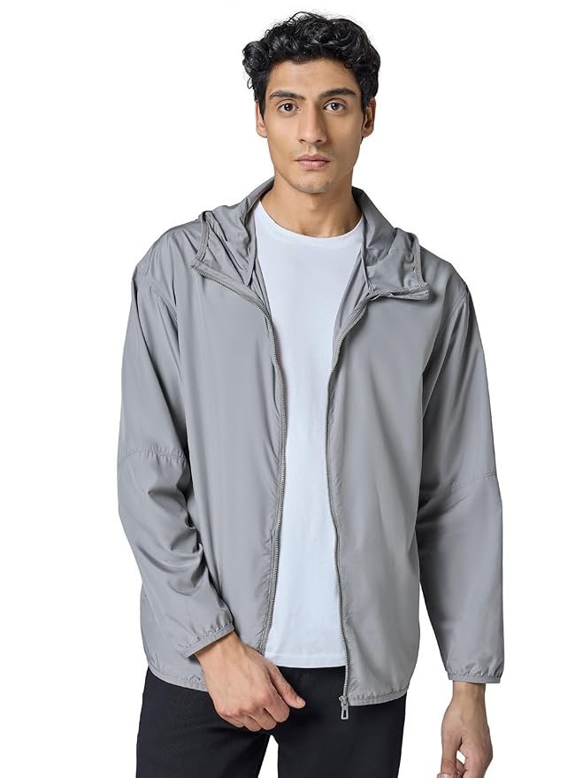 Men Polyester Standard Length UV Protection Sun Screen Parka Jacket | Sun & Pollution Protection Clothing | Lightweight and Quick Dry with UPF 50+ Protection for Outdoors