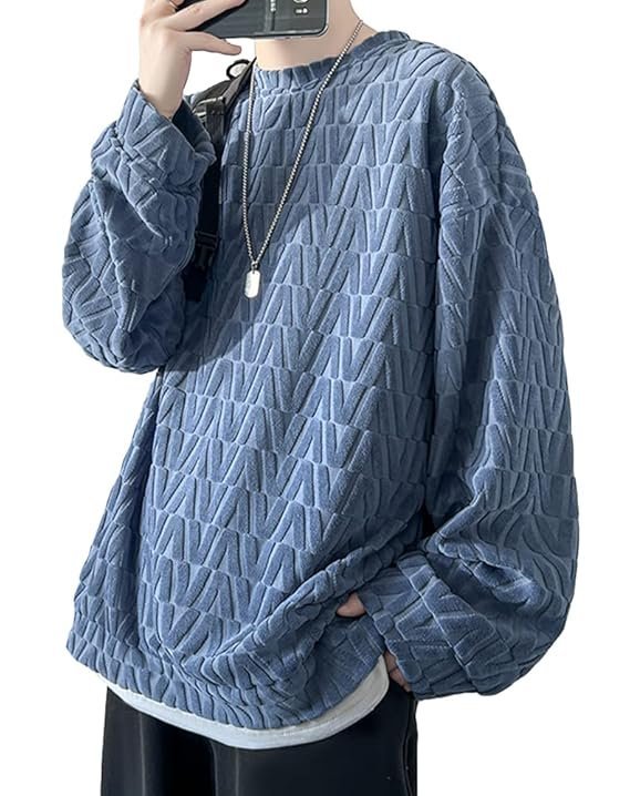 foveitaa Men's Autumn Clothes, Sweatshirt, Large Size, Loose, Soft Texture, Popular, Solid, Long Sleeve, Hoodie, T-Shirt, Cool, Casual, Pullover, Stylish, Drop Shoulder, Simple, Osha, Unisex Tops
