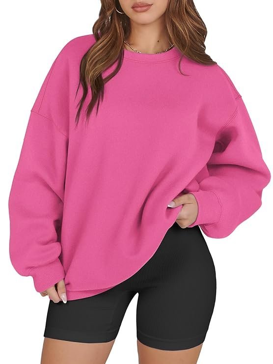 ATHMILE Oversized Sweatshirt for Women Crewneck Fleece Long Sleeve Pullover Hoodies Tops Fall Fashion Outfits Clothes 2023