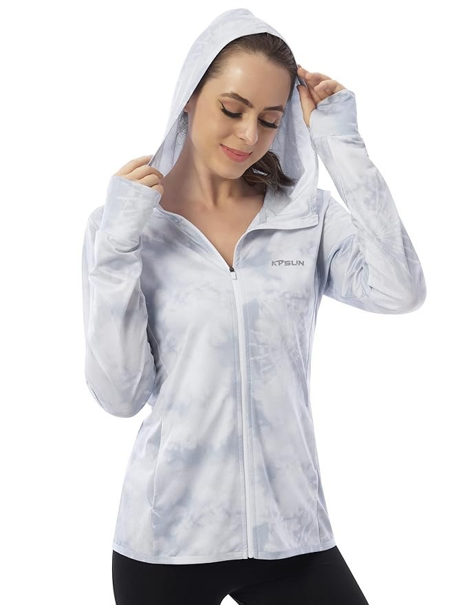 KPSUN Women's UPF 50+ UV Sun Protection Clothing Zip Up Hoodie SPF Long Sleeve Sun Shirt Fishing Hiking Outdoor Jacket