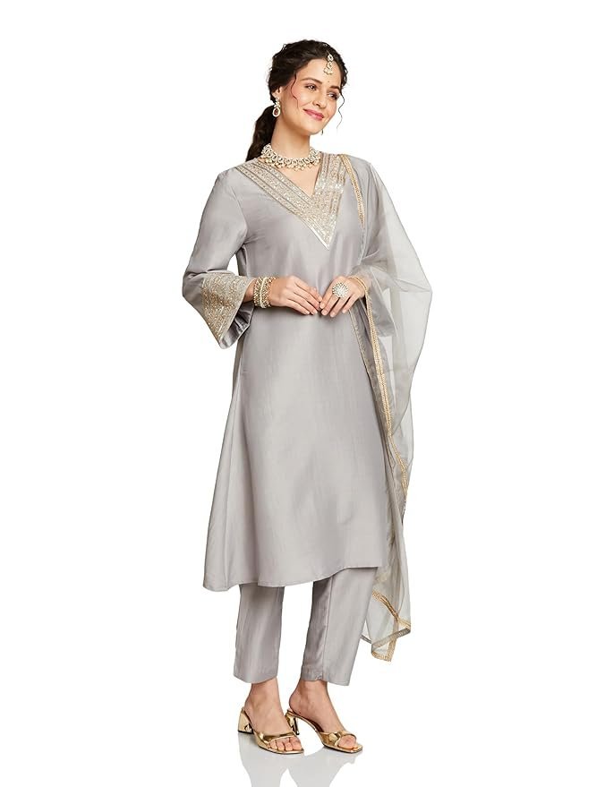 Myx Women's Embroidered Pakistani Suit Set with Organza Dupatta | Available in Plus Sizes