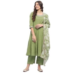 BIBA Women Cotton Anarkali Printed Suit Set