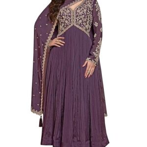 TRENDMALLS Women's Silk Blend Embroidery Alia Cut Kurta Pant Set with Dupatta