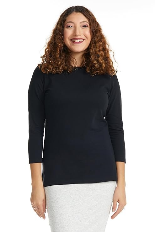 ESTEEZ 3/4 Sleeve Cotton T-Shirt for Women Base Layering Top Snug Fit Under Scrubs