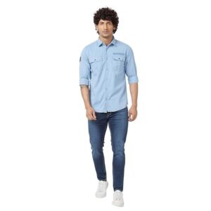 Spykar Mid Rise Slim Fit Blue Jeans for Men