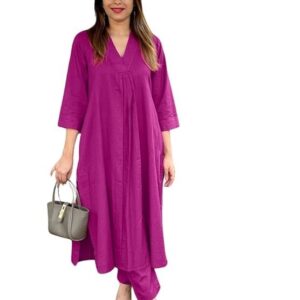 ZAYRACRAFTS Embroidered Cotton Co-Ord Set for Women's and Girls Casual Wear