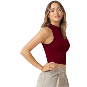 DDASPRATION Women's Solid Ribbed Crop Tank Top - Stylish Western Sleeveless Top for Girls